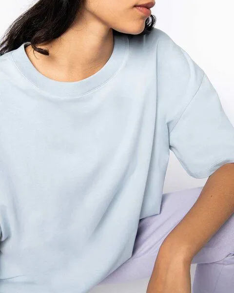 YTWOO YTWOO Damen Oversized T-Shirt aus Bio-Baumwolle, Aquamarine, – Produktbild 3 von 4