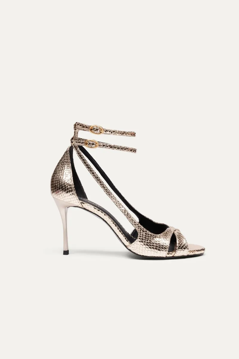 BIKKOU BIKKOU Damen vegan Sandalen Drinks Mit Freunden Gold Python, Gold, – Produktbild 2 von 2