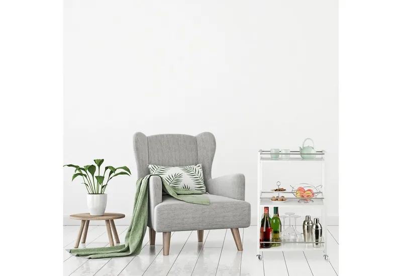 RELAXDAYS RELAXDAYS Servierwagen mit 3 Ablagen, (1 St), Silberfarben|weiß, – Produktbild 2 von 5