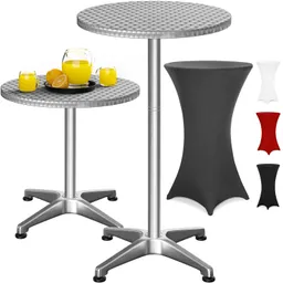 Casaria® Casaria® Stehtisch Silber 115x60cm + Stehtischhusse Grau Ø60cm – Produktbild 1 von 1