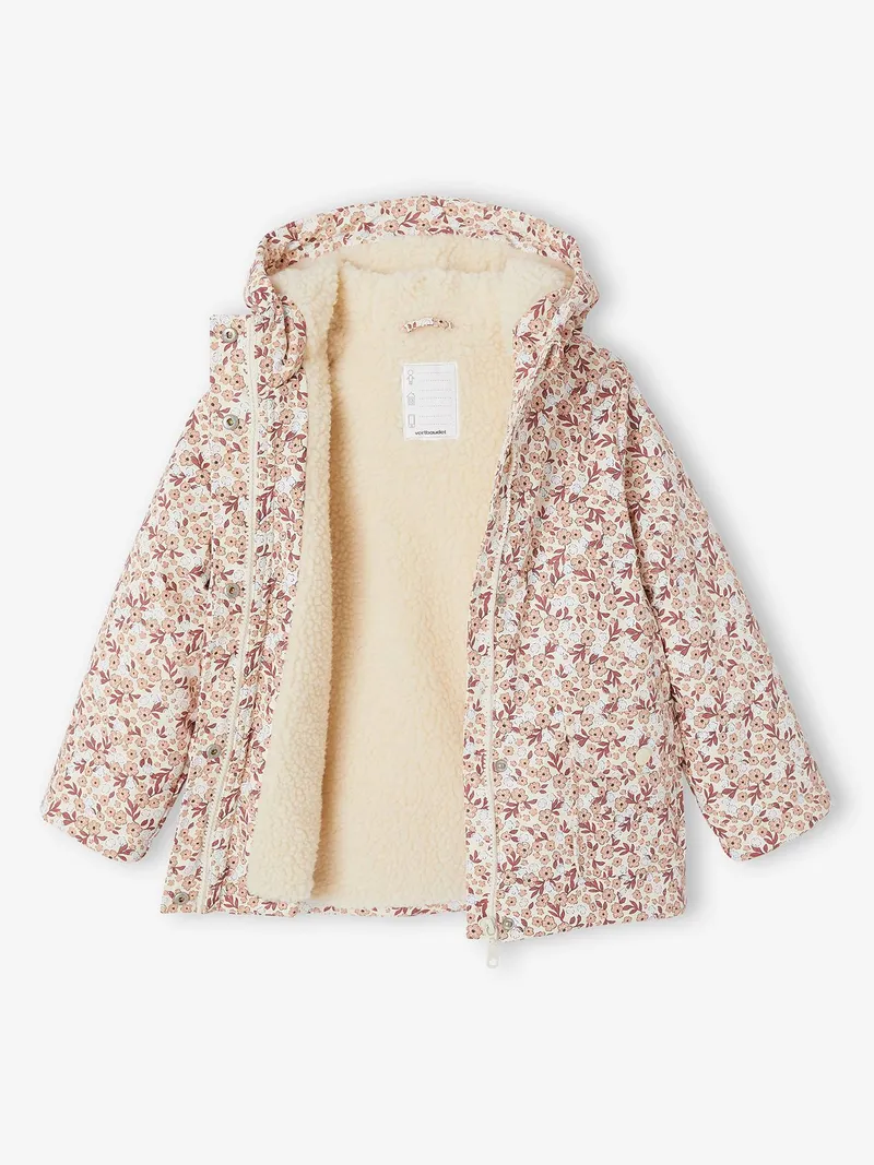 Vertbaudet Regenjacke mit magischen Blumenmotiv und Teddyfleece-Futter Mädchen vanille, Vanille, – Produktbild 2 von 7