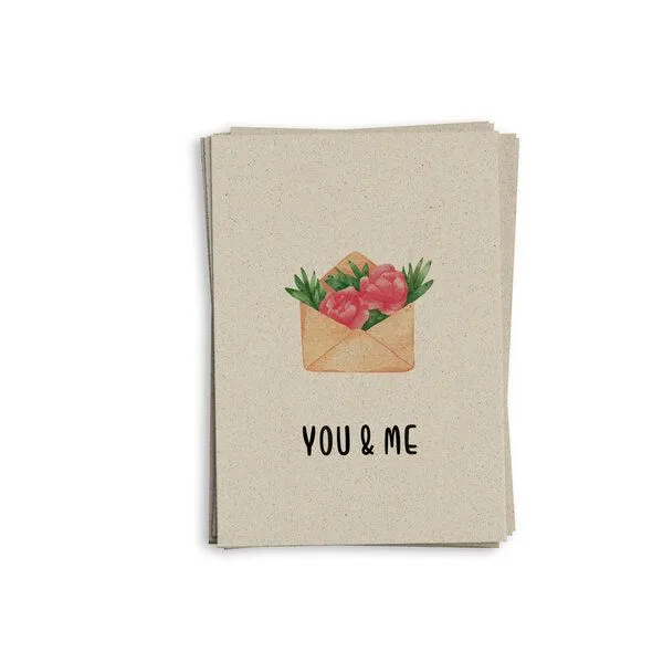 matabooks® matabooks® A6 Grußkarte/Klappkarte aus nachhaltigem Graspapier, You & me, – Produktbild 1 von 4