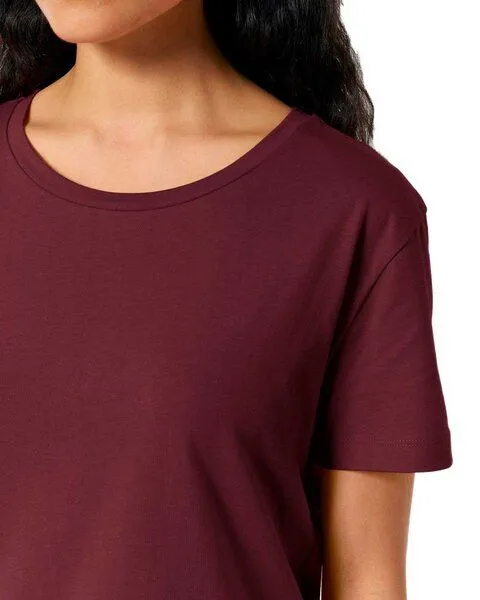 YTWOO YTWOO Damen-Scoop-Neck-T-Shirt aus Bio-Baumwolle, Burgunderrot, – Produktbild 4 von 4