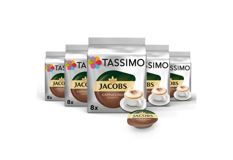 Tassimo Tassimo Kaffee Kapseln Jacobs Cappuccino Classico T Discs 5 x 8 = 40 Getränke, (Packung, 5er Pack) – Produktbild 1 von 5