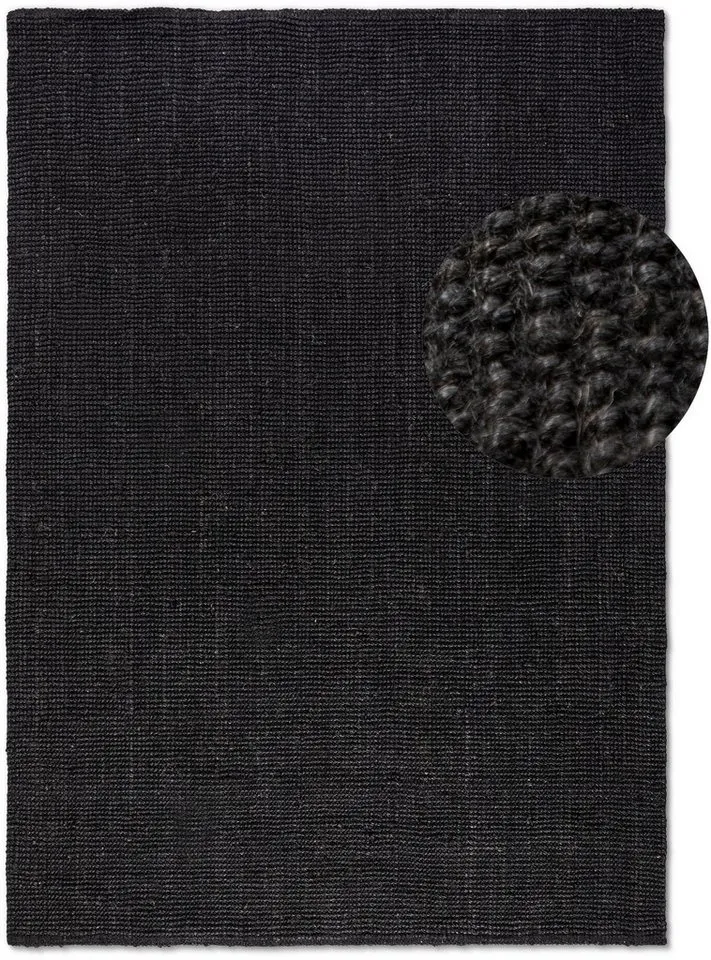 HANSE Home Teppich Jaipur Juteteppich, als Läufer und in Rund, rechteckig, Höhe: 10 mm, 100% Naturfaser, Wohnzimmer, Esszimmer, Schlafzimmer, Schwarz, – Produktbild 2 von 5