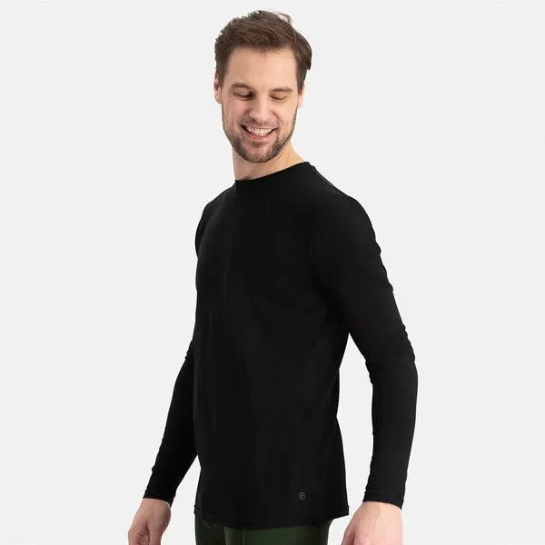 Bamboo Basics Bamboo Basics Rundhals Longsleeve RALPH aus Bambusviskose / Biobaumwolle (2er Pack), Schwarz, – Produktbild 3 von 4