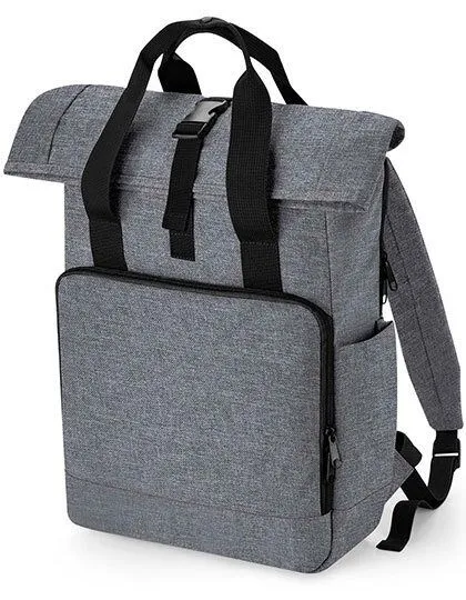 BagBase BagBase Recycled Twin Handle Roll-Top Backpack und Handtasche in einem, Grey marl, – Produktbild 2 von 4