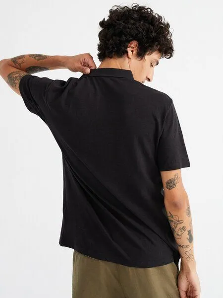 thinking mu thinking mu Hemp Polo, Schwarz, – Produktbild 2 von 3