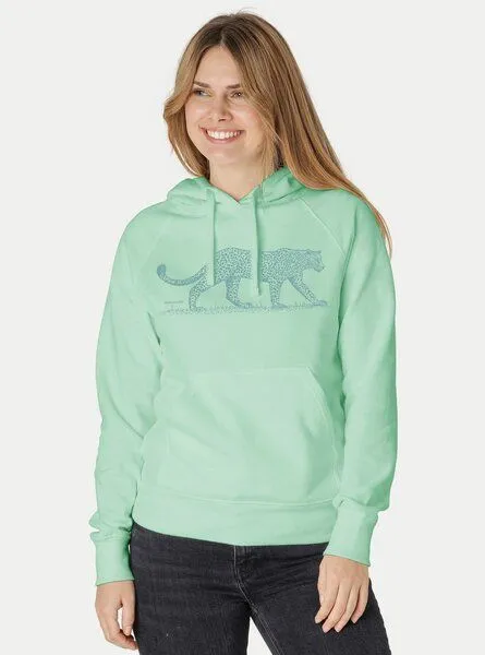 Peaces.bio - handbedruckte Biomode Peaces.bio - handbedruckte Biomode Bio-Damen-Kapuzensweater Leopard, Mint, – Produktbild 1 von 1