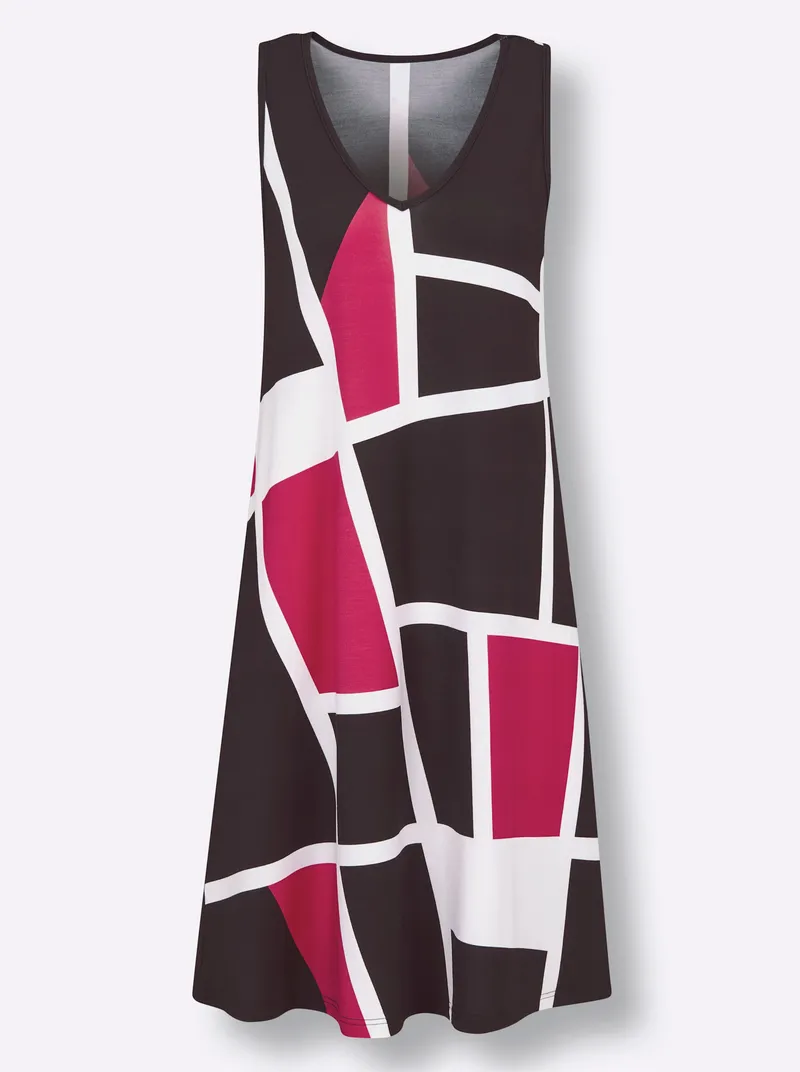 feel good Sommerkleid schwarz-pink, Schwarz-pink, – Produktbild 2 von 2