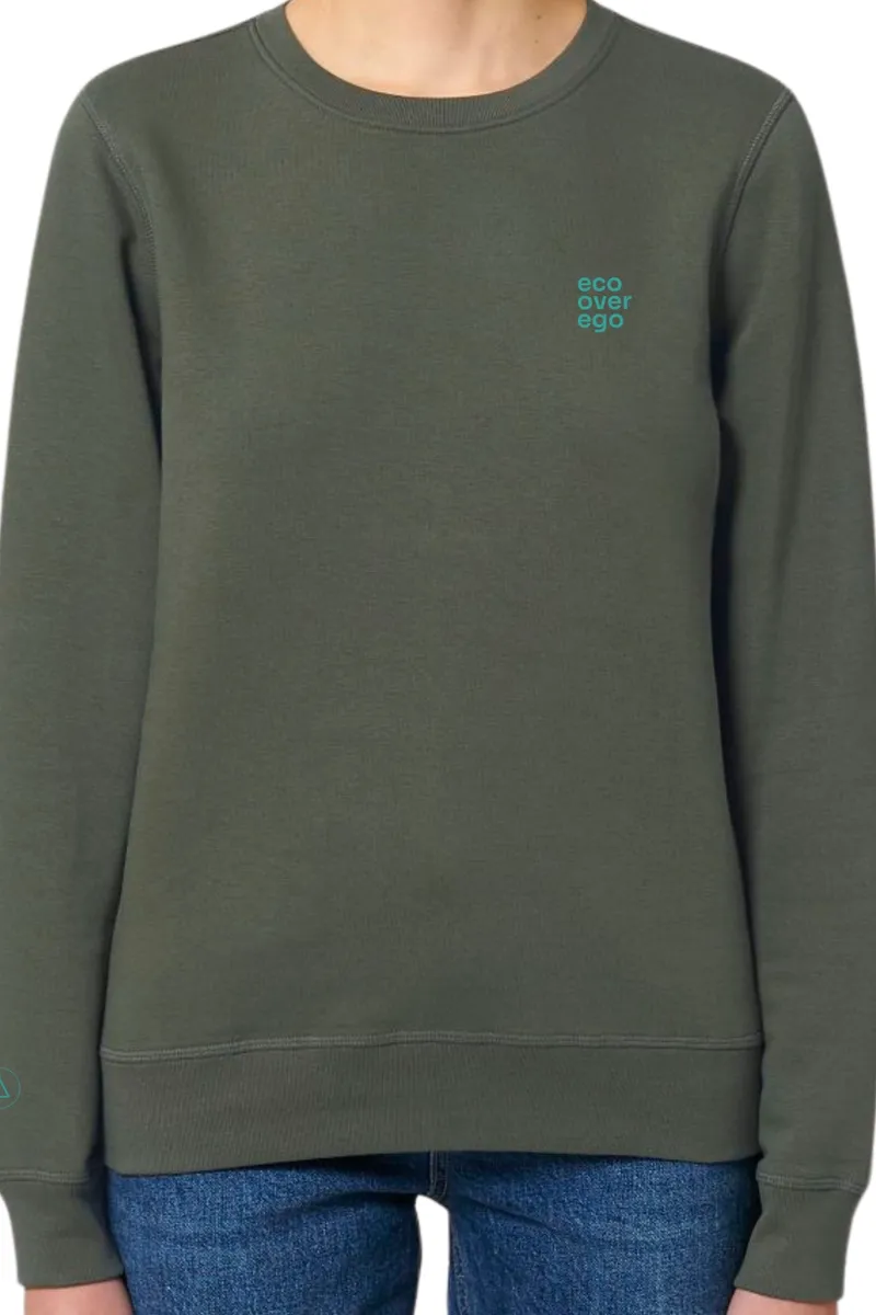 Inaska Inaska Damen vegan Sweatshirt Eco Statement Khaki Türkis, Dunkelgrün, – Produktbild 2 von 2