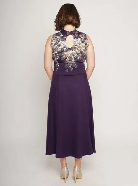 Peaces.bio - handbedruckte Biomode Peaces.bio - handbedruckte Biomode Sommerfestkleid Buchenzauber in Violett – Produktbild 3 von 3