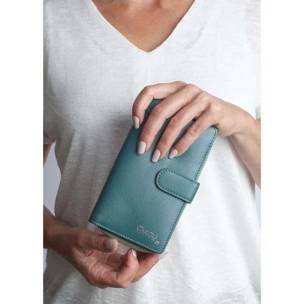 Vargu Vargu Echtleder Geldbörse SABA 1-A, Teal green - sage green, – Produktbild 3 von 4