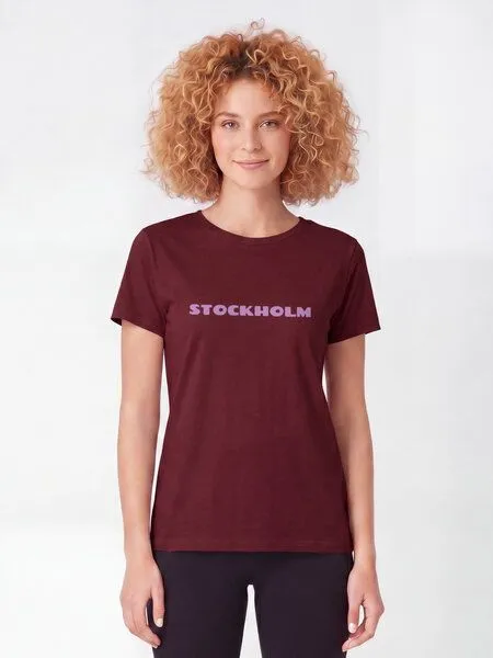 watapparel watapparel T-Shirt Frauen Stockholm Flora, Burgundy, – Produktbild 3 von 3