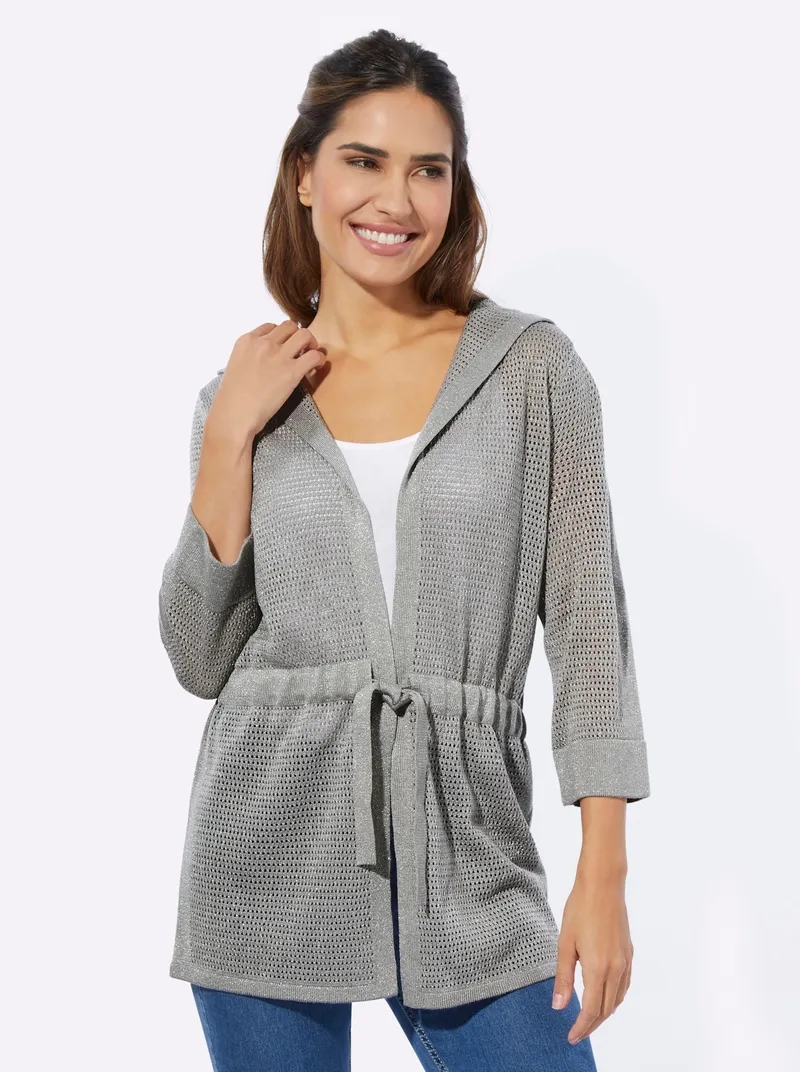 Witt Ajourstrickjacke, Steingrau, – Produktbild 1 von 3