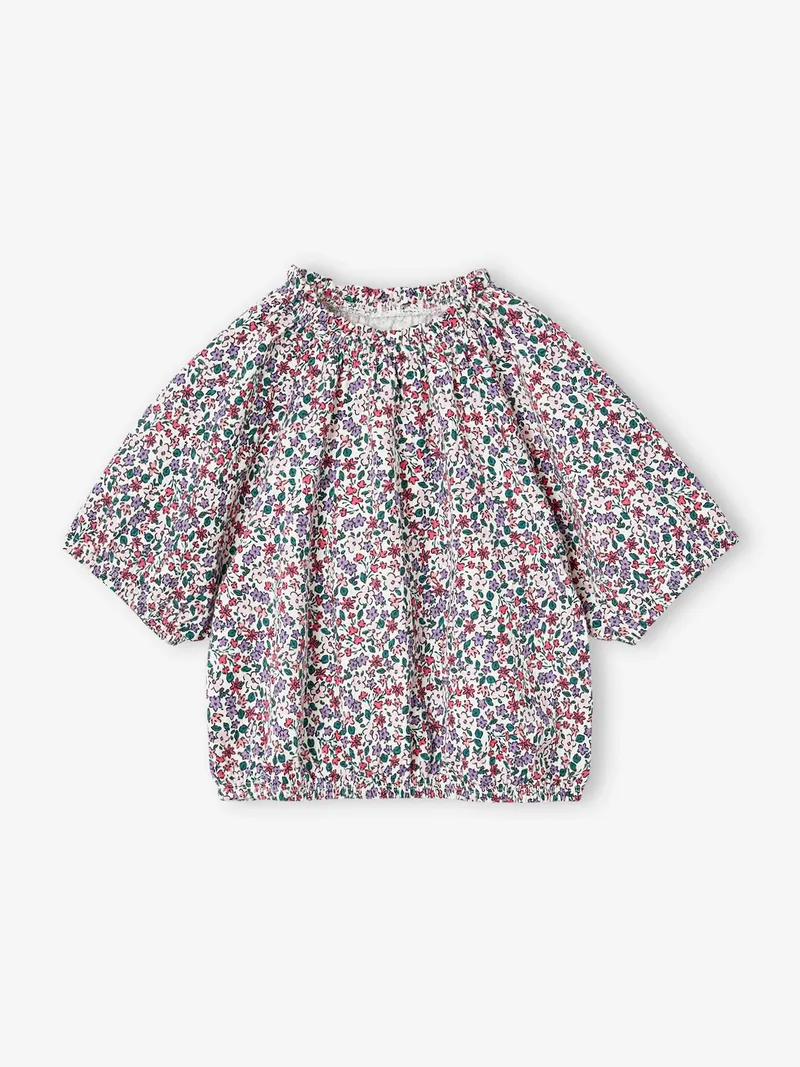Vertbaudet Mädchen Blusenshirt in Cropped-Länge, Wollweiß, – Produktbild 2 von 4