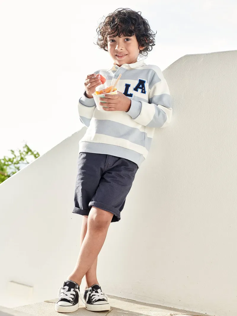 Vertbaudet Jungen Chino-Shorts, Blau, – Produktbild 3 von 4