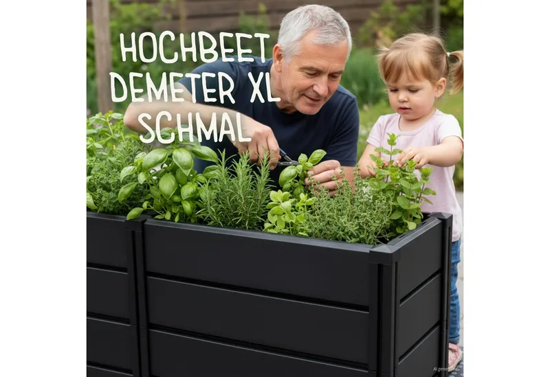 KHW KHW Hochbeet Demeter XL - schmal, MADE IN GERMANY BxTxH: 158x44x61 cm, Schwarz, – Produktbild 1 von 5