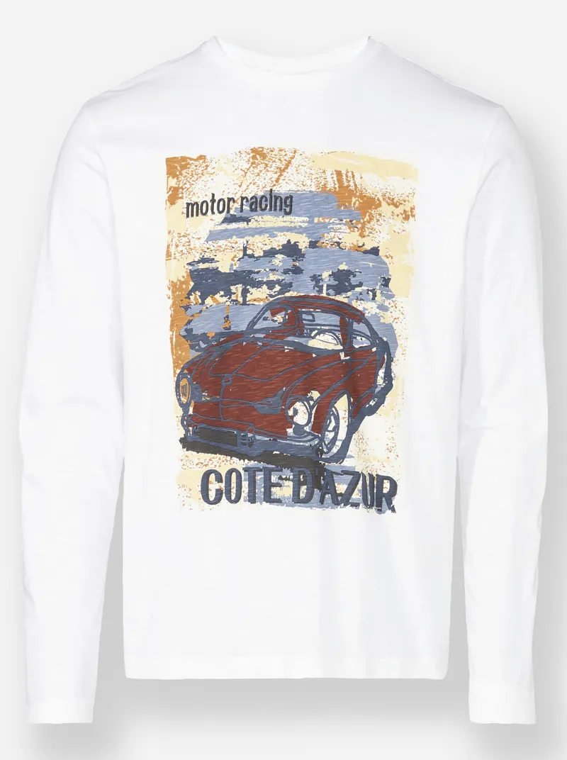 marco donati Langarmshirt weiß-bedruckt, Weiß-bedruckt, – Produktbild 2 von 2