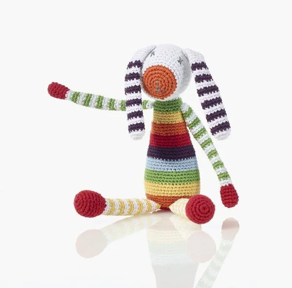 Pebble Pebble Rainbow Bunny, Regenbogenfarben weiss gestreift, – Produktbild 1 von 4