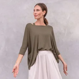 Jaya Jaya SHEELA - ¾ Shirt im lässigen loose Fit Style aus elastischem Tencel-Biobaumwoll-Mix – Produktbild 1 von 1