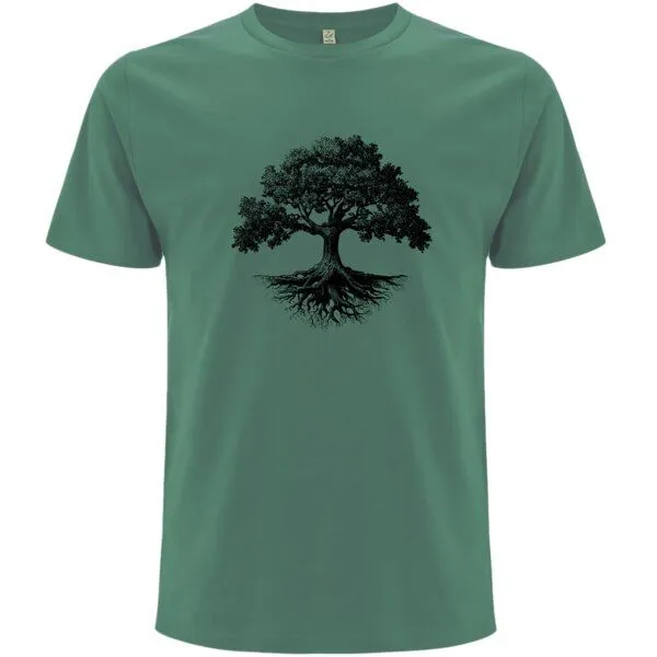 Spreecult Spreecult Baum - Bio und Fair - Männer Unisex T-Shirt - Baumwurzel, Sage green, – Produktbild 1 von 2