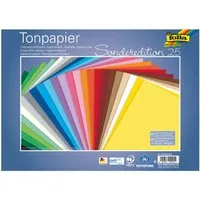 folia folia Tonpapier, 130 g/m², sortierte Farben, 25 x 35 cm, 25 Bogen – Produktbild 1 von 1