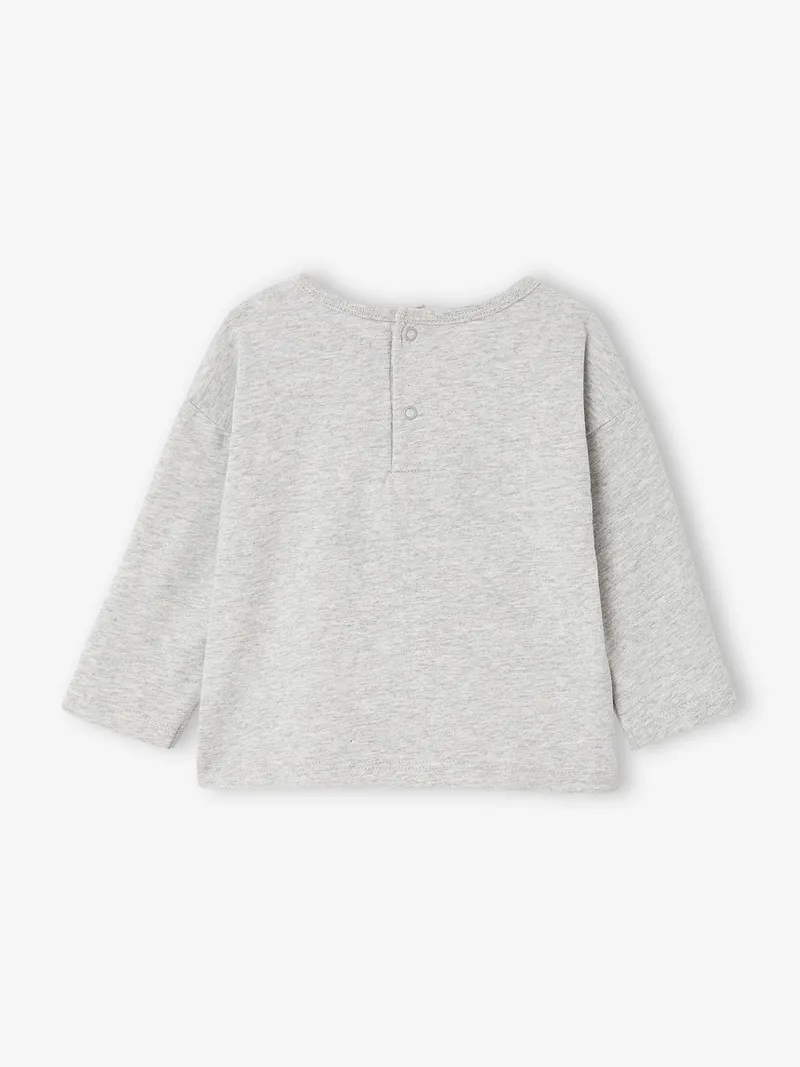 Vertbaudet Baby Shirt mit Druckknöpfen hinten, Grau meliert, – Produktbild 4 von 4