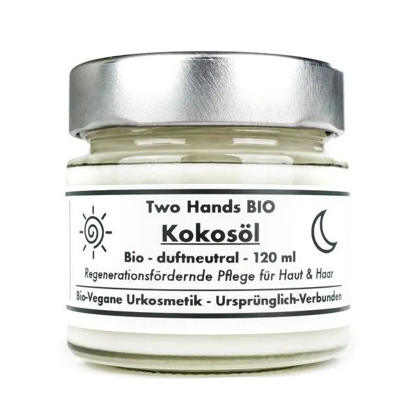 Two Hands BIO Two Hands BIO Kokosöl - Bio - Vegan - Duftneutral - 120 ml – Produktbild 1 von 1