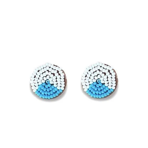 Swahili Coast Swahili Coast Ohrstecker - CIRCLE WEDGE DOTS - Perlenohrstecker, Blau, – Produktbild 1 von 4