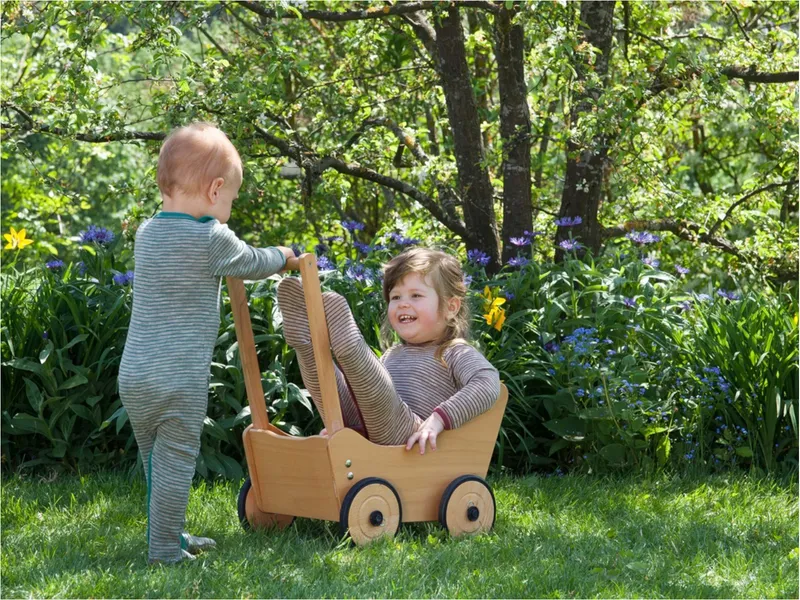 Engel natur Engel Natur Baby Schlafanzug Overall Wolle Seide orchidee-hellgrau-geringelt Gr.74/80, Lila, grau, – Produktbild 2 von 2