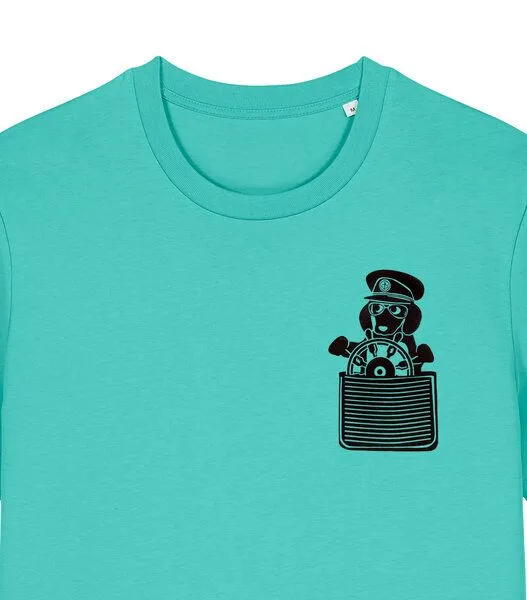 päfjes päfjes Dackel / Dackelkapitän Fair Wear Unisex BioT-Shirt, Blau, – Produktbild 4 von 4