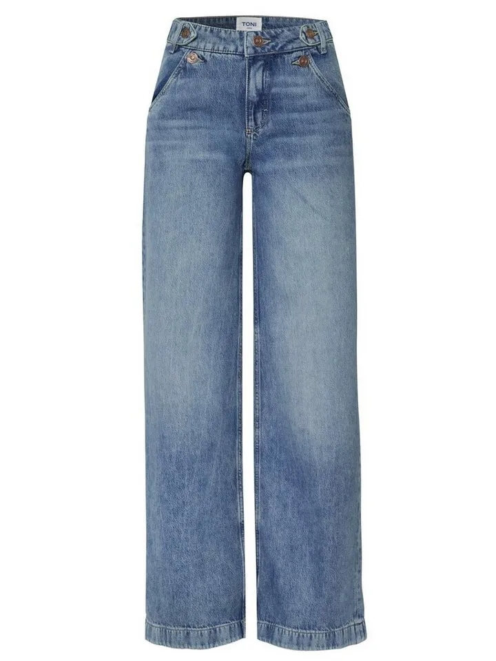 TONI TONI Bootcut-Jeans Ella Wide mit Schnallen und Knöpfen am Bund, Blau, – Produktbild 4 von 4
