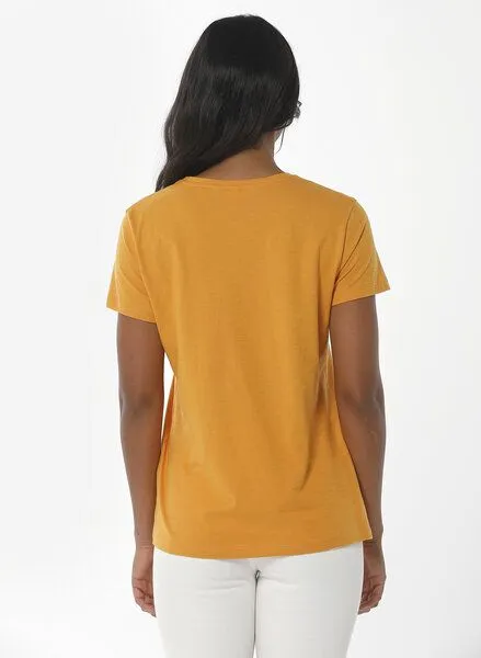 ORGANICATION ORGANICATION T-Shirt aus Bio-Baumwolle mit Solar-Stickerei, Orange(mango), – Produktbild 4 von 4