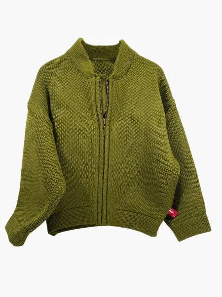vincente vincente gestrickte Bomberjacke für Männer, Olive(grün), – Produktbild 2 von 2