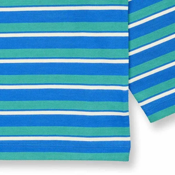 Sense Organics Sense Organics Kinder Langarmshirt, Modell LUKE, Petrolgrün geringelt mit baum, – Produktbild 4 von 4