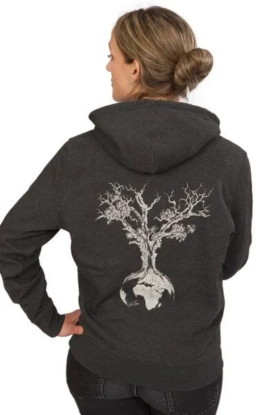 Life-Tree Life-Tree Hoodie aus Biobaumwolle Fairwear Unisex Weltenbaum in Dark Heather Grey – Produktbild 3 von 5