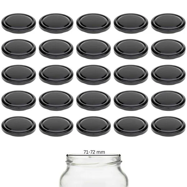 mikken mikken 25 Ersatzdeckel TO82 Ø 8,5 cm Schraubdeckel für Marmeladen- & Einmachgläser, Schwarz, – Produktbild 1 von 3