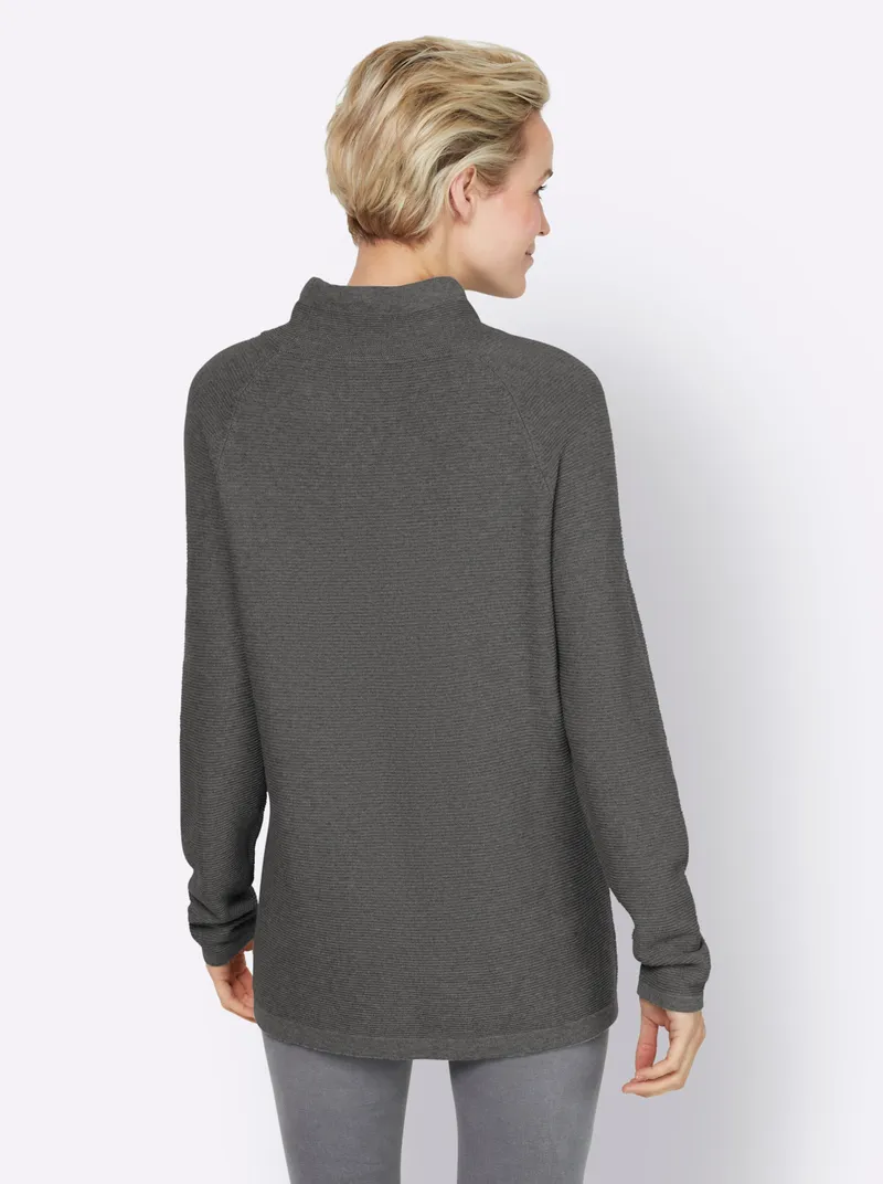 heine Stehkragenpullover grau-meliert, Grau-meliert, – Produktbild 1 von 2