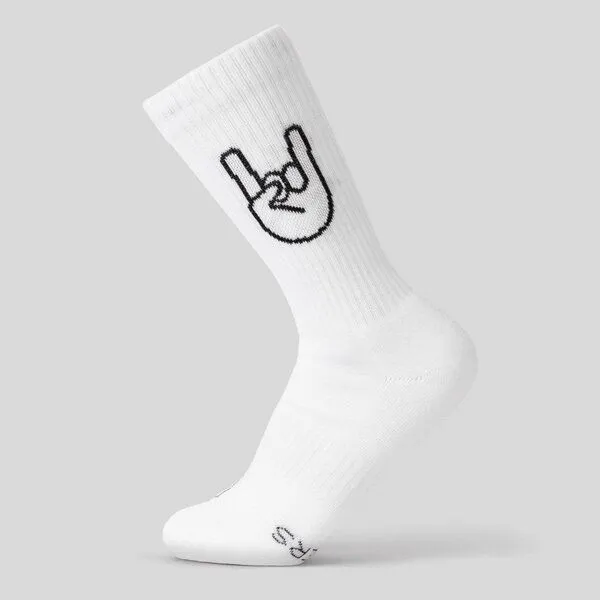 Fyngers FYNGERS Sportsocken F*ck You / Peace / Rock'n'Roll / Hang Loose / OK – Bio-Baumwolle – Fair produziert in Portugal, Weiß, – Produktbild 1 von 4