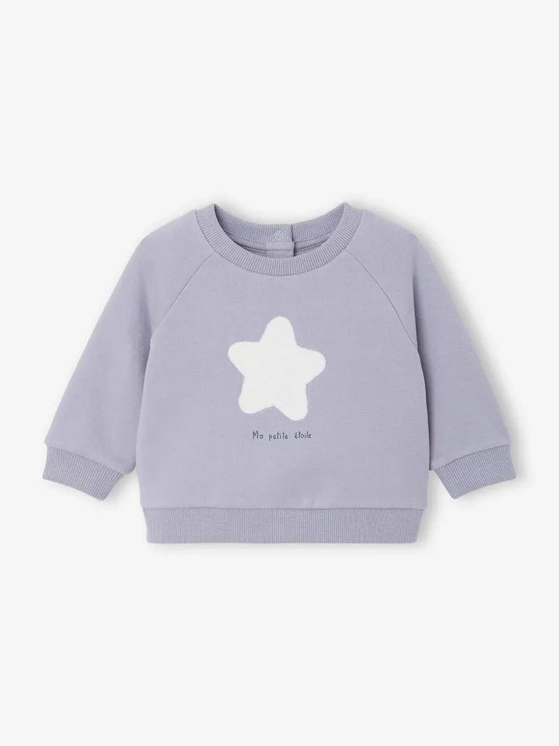 Vertbaudet Vertbaudet Baby Sweatshirt mit Bouclé-Applikation, Himmelblau, – Produktbild 3 von 3