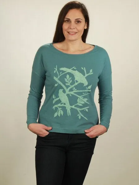 NATIVE SOULS Native Souls Longsleeve Oversize Damen - Birds, Light turquoise, – Produktbild 1 von 1