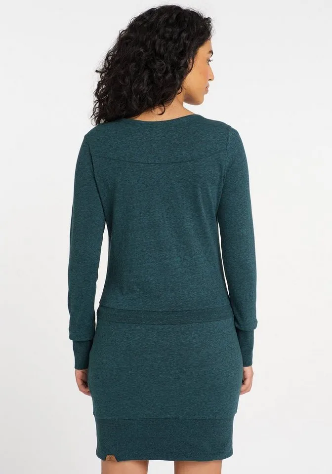 ragwear ragwear Jerseykleid ALEXA mit Kordelzug und kontrastigen Zierperlen-Besatz, Grün, – Produktbild 4 von 5