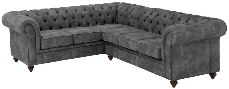 OTTO home Chesterfield-Sofa Chesterfield Ecksofa, auch in Leder L-Form, hochwertige Knopfheftung, langer Schenkel links oder rechts wählbar, Grau, – Produktbild 8 von 8