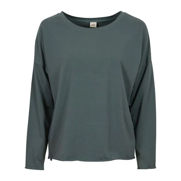 Jaya Jaya KONCY - Damen - Basic Longsleeve mit lässiger Weite und etwas kürzer geschnittem Cutting-Edge Saum, Forest/grün, – Produktbild 2 von 3