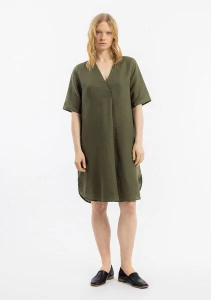 Rotholz Rotholz Kleid - Kaftan - aus einem Baumwolle/Leinen-Mix, Dark olive (grün), – Produktbild 2 von 4