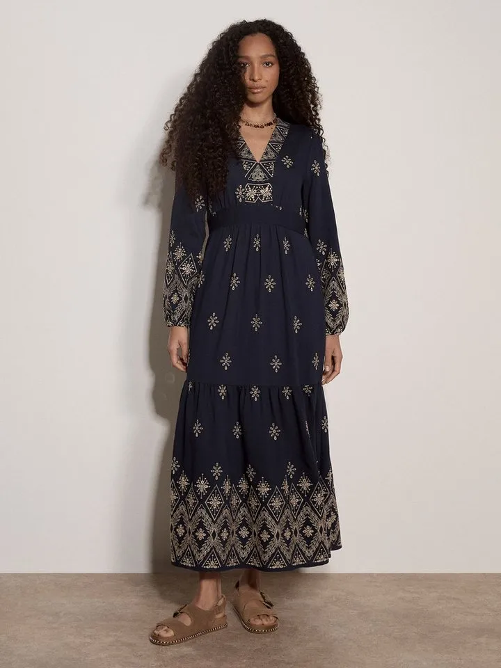 Apricot Apricot Maxikleid Boho-Maxikleid mit Stickerei, Blau, – Produktbild 1 von 3