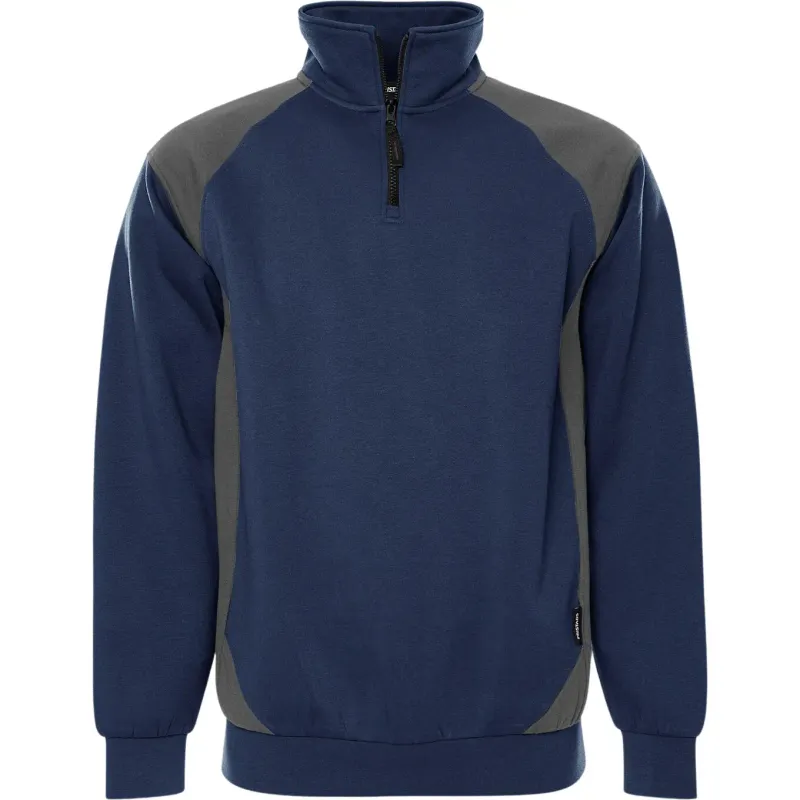 Fristads Kurzer Reißverschluss-Sweatshirt Fristads 7048 GSM, Bleu, – Produktbild 1 von 2