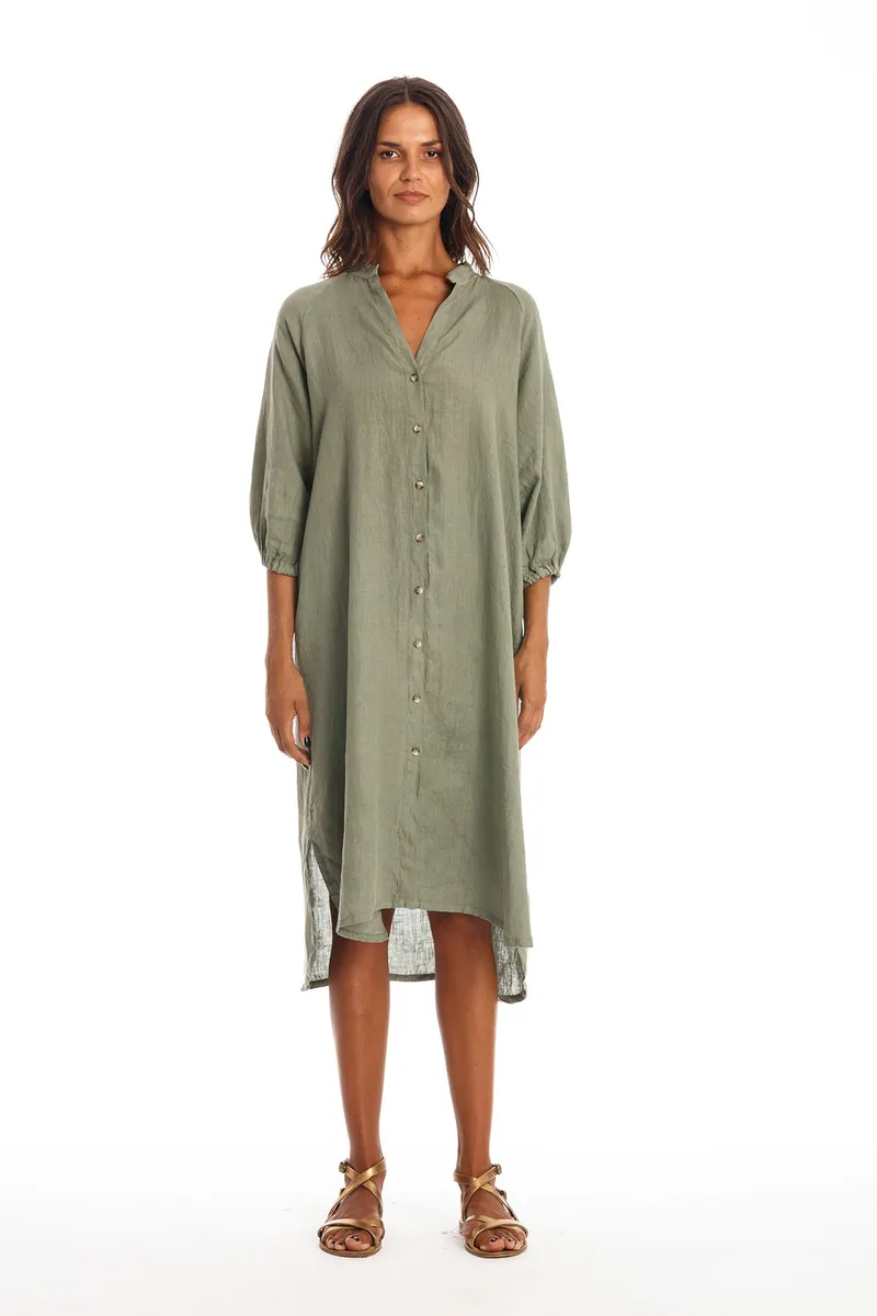 RAVENS VIEW IBIZA RAVENS VIEW IBIZA Damen vegan Hemdkleid Mei Khaki Grün, Grün, – Produktbild 2 von 2