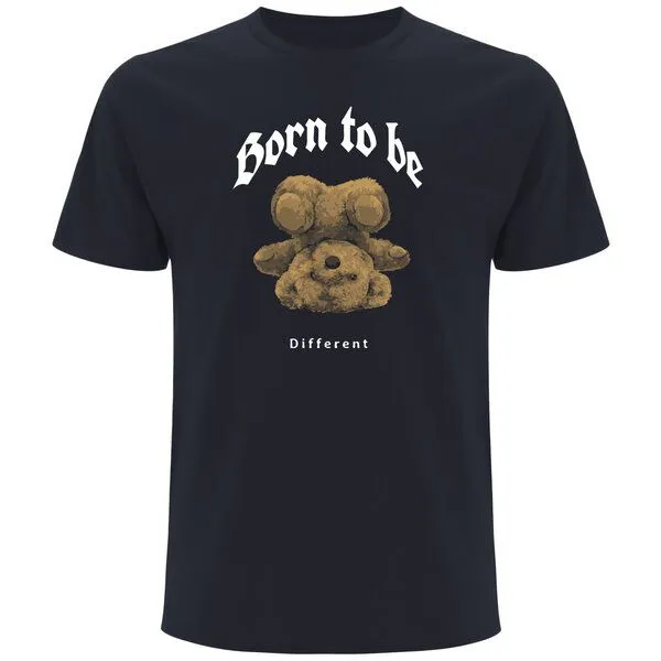 Spreecult Spreecult Born To Be Different - Bio und Fair - Männer Unisex T-Shirt - Teddybär, Grau, – Produktbild 1 von 2